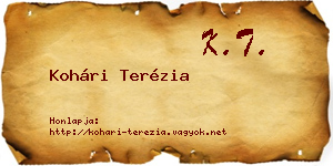 Kohári Terézia névjegykártya